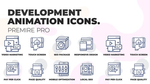 Animated Line Icons for Digital Marketing and Web Development