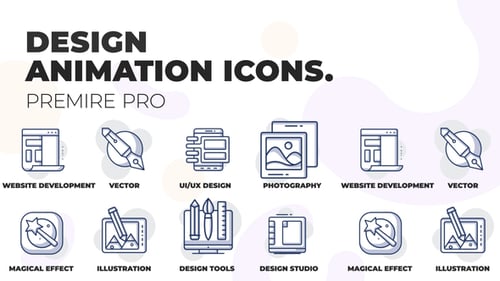 Animated Design Icons with Clean Line Art Style
