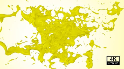 Yellow Paint Stream Splash Collision