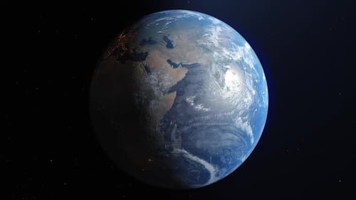 3D Planet Earth Rotation with Day and Night Transition