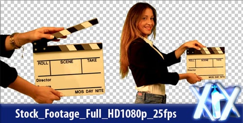 Femme avec Movie Clapper