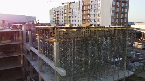 Paisaje aéreo moderno con antena de construcción para diseño urbano