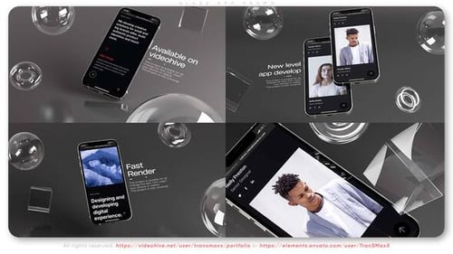 Sleek Mobile App Promotion with Abstract Glass Elements