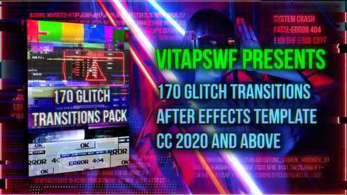 Digital Glitch Transition Pack with Cyberpunk Error Screen Overlays