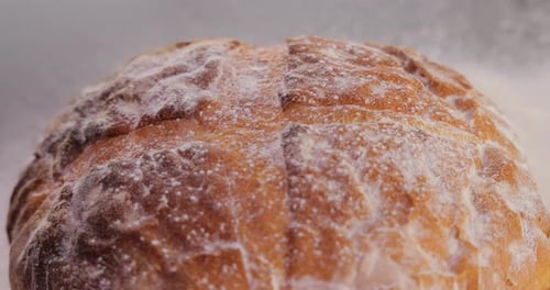 Close up of Bread with Flour Sprinkled