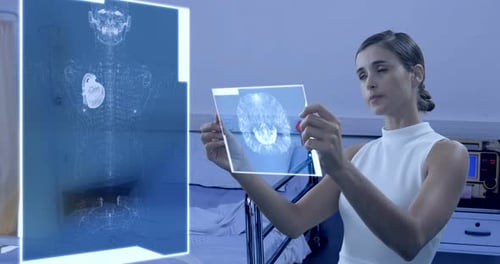 Woman using digital screen