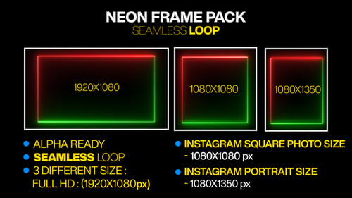 Red & Green Neon Frame Pack Looped Alpha V2