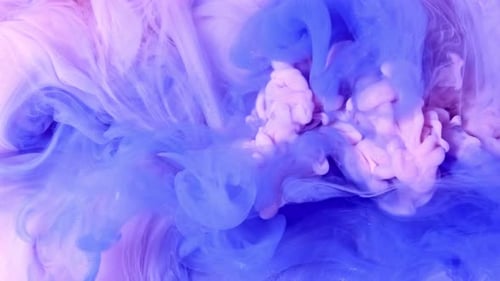 Blue Pink Acrylic Paint Spreading in Water