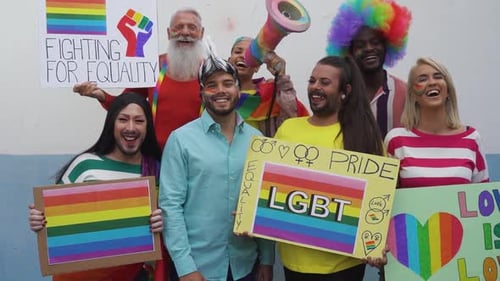 Happy People Celebrating Pride Together