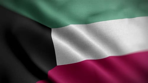 Realistic Seamless Loop of Kuwait Flag Waving