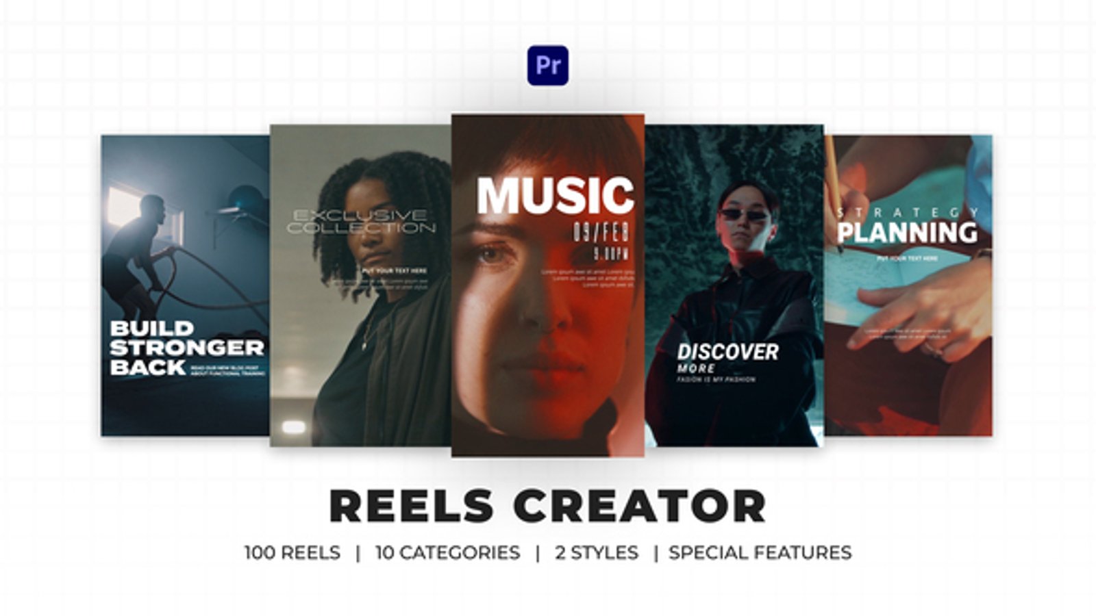 Reels Creator | Premiere Pro, Elements ft. reel templates & after ...