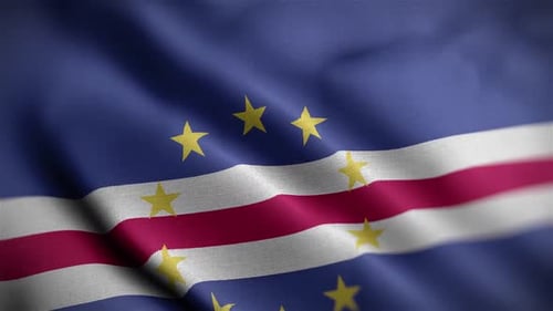 Cape Verde National Flag Waving in Realistic Fabric Motion