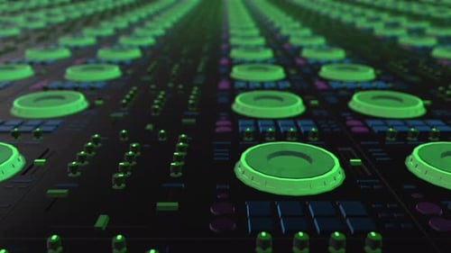 4K Dj Controller With Green Light Wall Background Seamless Loop