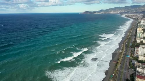 Strong Storm in the Sea Turkey Alanya