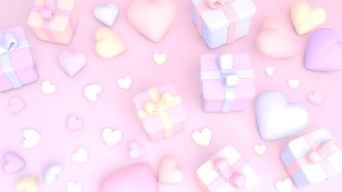 Cute Pastel Hearts and Gift Boxes Looping Background Animation
