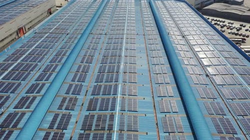Solar power station on factory rooftop