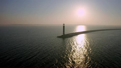 Aerial View of the Lighthouse in the Sun