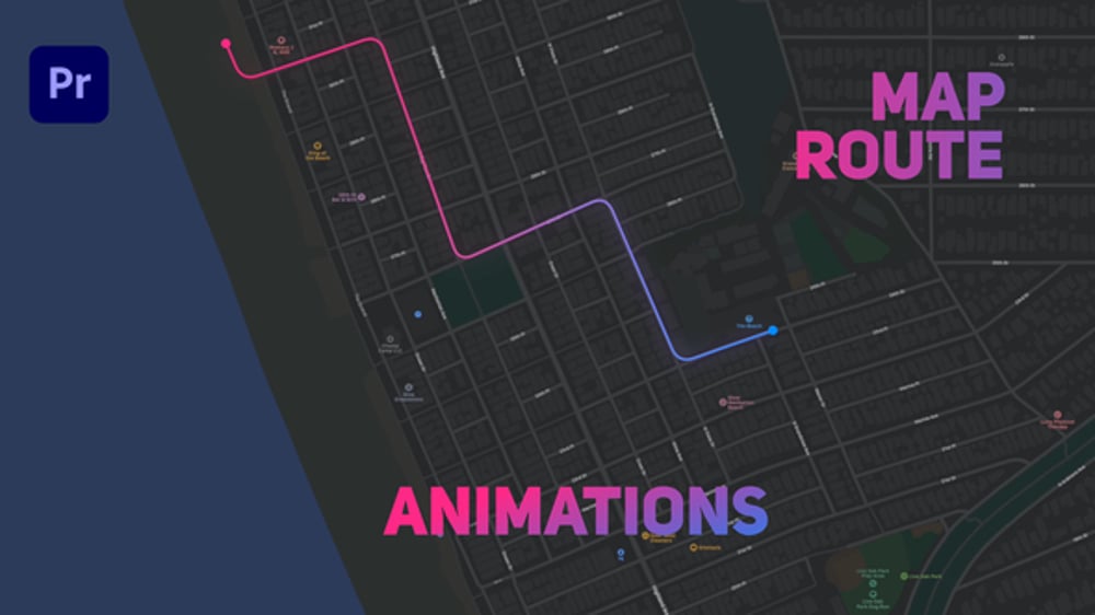 Dynamic Animated Map Route Paths for Travel Videos, Elements ft ...