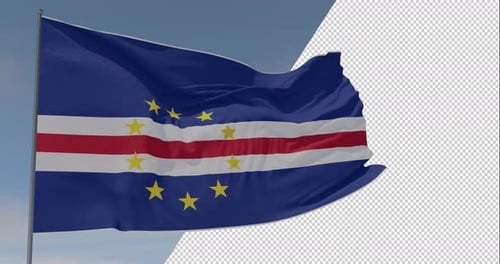 Cape Verde Flag Waving with Alpha Channel
