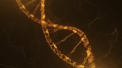 Golden Futuristic DNA Double Helix Network Science Technology Background