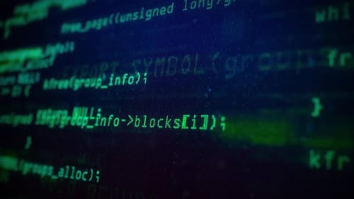 Vue rapprochée du code du programme vert