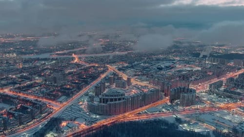 Aerial Winter Cityscape of St