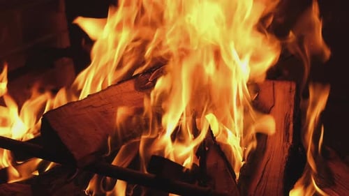 Burning Fire on Black Background