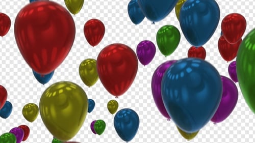 Colorful Metallic Party Balloons Floating Up