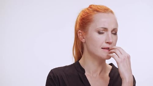 Woman Thinking, Then Sudden Eureka Moment Close-Up