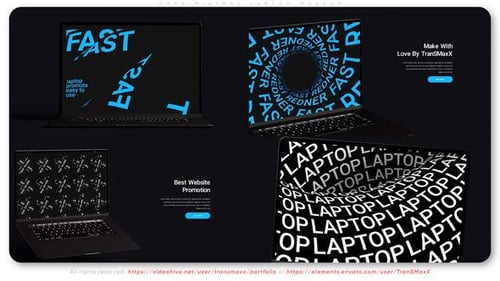 Minimalist Laptop Mockup with Kinetic Text for Promotion