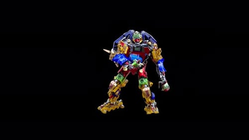 Vibrant Robot Performing Dynamic Actions Animation