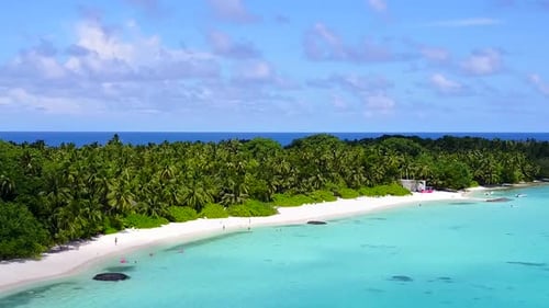 Aerial scenery of tourist beach time by sea with sand background