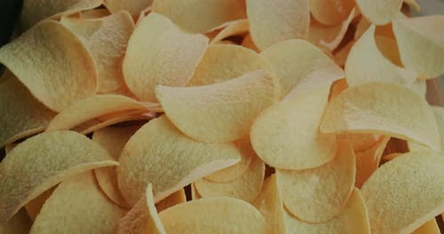 Close-up View of Crispy Potato Chips