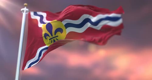 Waving St. Louis City Flag with Realistic Fabric Motion