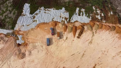 Dump truck at the construction site rural area.