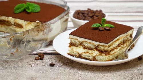 Delicious Tiramisu Dessert with Coffee and Cocoa