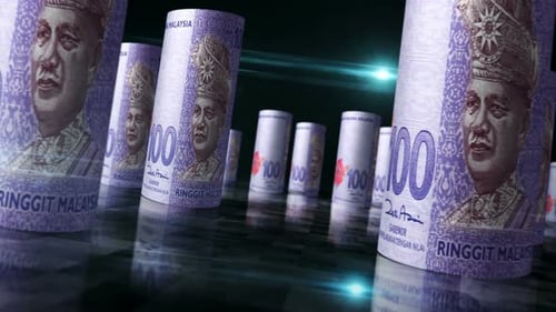 Malaysia Ringgit money banknotes rolls seamless loop