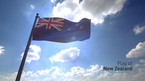 New Zealand Flag on a Flagpole V4