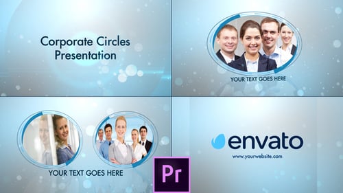 Dynamic Corporate Photo and Text Presentation with Circular Reveals