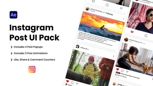 Instagram Post UI Pack, Elements ft. instagram interface & instagram ...
