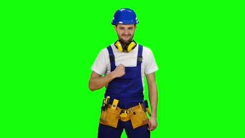 Engineer Is Pleased with the Finished Object, Green Screen