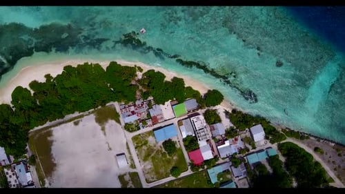 Aerial flying over nature of beautiful coastline beach vacation by clear water and white sandy backg