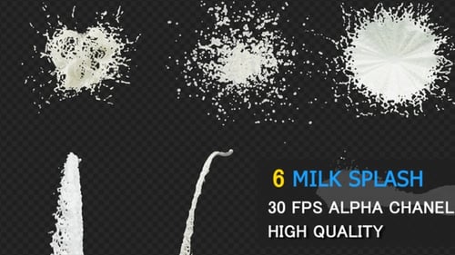 Realistic White Liquid Splash and Pour Effects with Alpha Channel