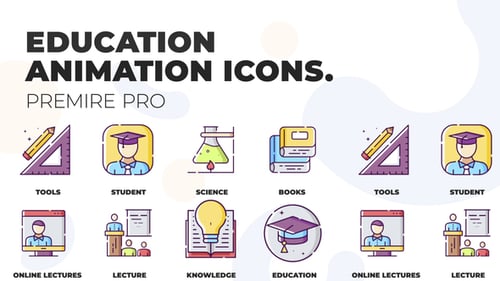 Flat Design Animated Icons for Education and Science Presentations