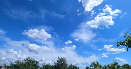 Clouds Drifting Slowly Across Blue Sky on Sunny Day