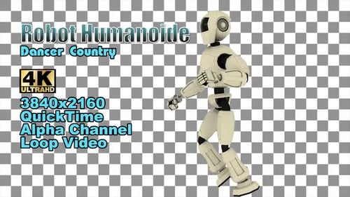 3D Humanoid Robot Performing Country Dance Animation Loop