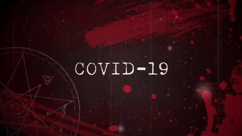 Animation of the words Corona Virus written over red splashes of paint with coronavirus pandemic spr