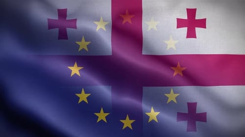 Waving Flags of European Union and Georgia Animation