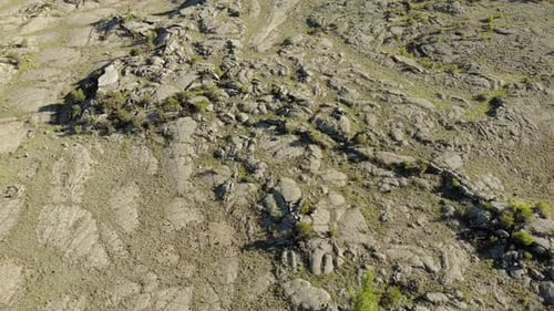 Volcanic Basalt Plateau Formed by Solidifying Lava Rocks