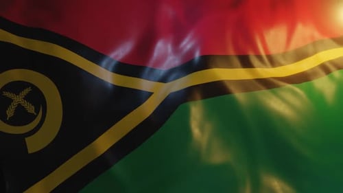 Vanuatu National Flag Waving in Realistic Fabric Animation